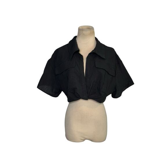 Shein black short sleeves crop blouse size Large - Picture 9 of 13